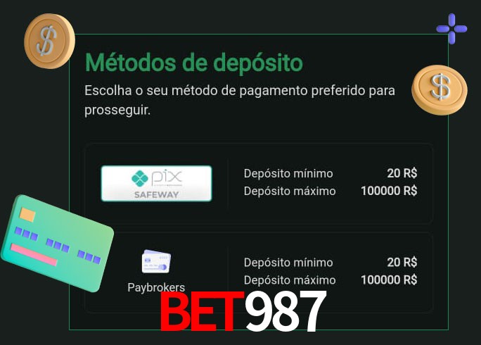 O cassino bet987 oferece uma grande variedade de métodos de pagamento